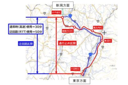 【道路情報】1月26日夜から関越道の一部区間で緊急夜間通行止めを実施