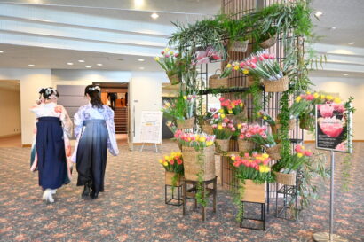 学生が挑むチューリップのブランド化「ティアリップ」　卒業式でコサージュ披露　新潟薬科大