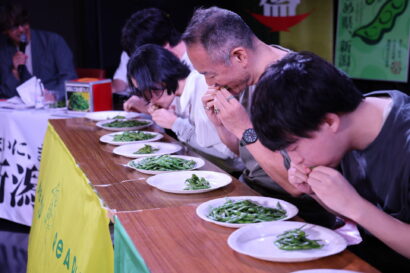 長岡市で開催の「世界えだまめ早食い選手権」東京でプレ予選を実施