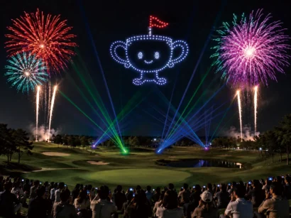 【ゴルフ場で空前のファンタジー】湯田上CC50周年記念イベント、花火×レーザー×ドローンの目くるめく圧巻コラボ