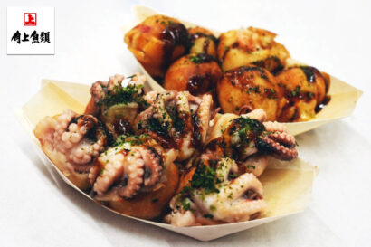 イイダコが豪快に飛び出す！たこ焼きが話題　角上魚類、関東でも販売
